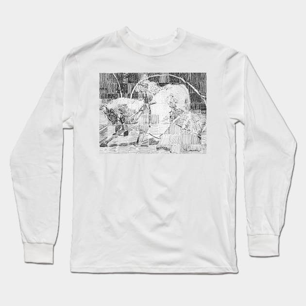 Lippizaner Grid Drawing Long Sleeve T-Shirt by withak